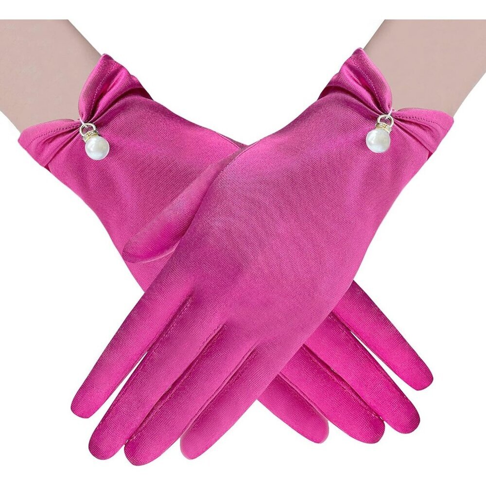 Women's Rose Floral Lace Gloves Elegant Wrist Bridal Wedding Dinner Party